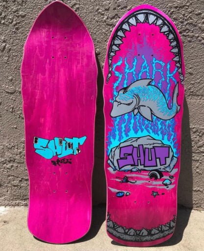 Shut Shark reissue og collector skateboard deck pink